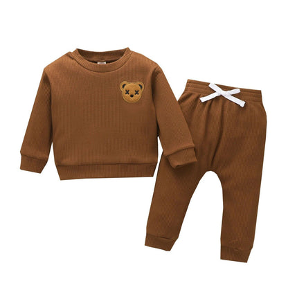 Kids Clothes Set Long Sleeve Cartoon Patchwork Tops Elastic Waist Pants Spring Suit - Fashionqueene.com-Citgeett Autumn Kids Boys Girls Clothes Set Long Sleeve Cartoon Patchwork Tops Elastic Waist Pants Spring Suit