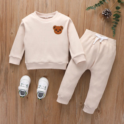 Kids Clothes Set Long Sleeve Cartoon Patchwork Tops Elastic Waist Pants Spring Suit - Fashionqueene.com-Citgeett Autumn Kids Boys Girls Clothes Set Long Sleeve Cartoon Patchwork Tops Elastic Waist Pants Spring Suit