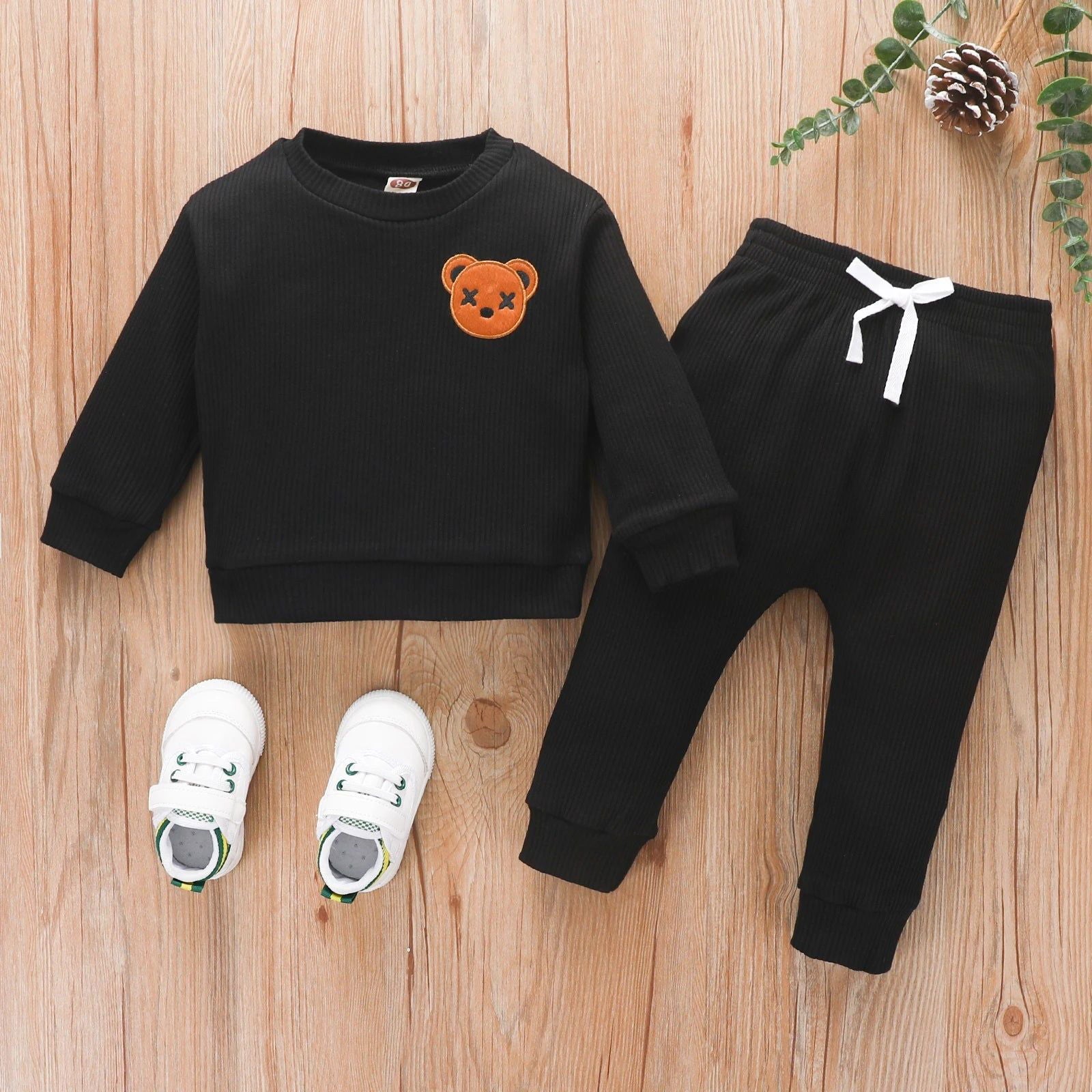 Kids Clothes Set Long Sleeve Cartoon Patchwork Tops Elastic Waist Pants Spring Suit - Fashionqueene.com-Citgeett Autumn Kids Boys Girls Clothes Set Long Sleeve Cartoon Patchwork Tops Elastic Waist Pants Spring Suit