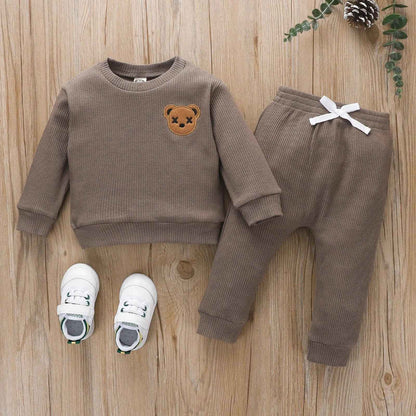 Kids Clothes Set Long Sleeve Cartoon Patchwork Tops Elastic Waist Pants Spring Suit - Fashionqueene.com-Citgeett Autumn Kids Boys Girls Clothes Set Long Sleeve Cartoon Patchwork Tops Elastic Waist Pants Spring Suit