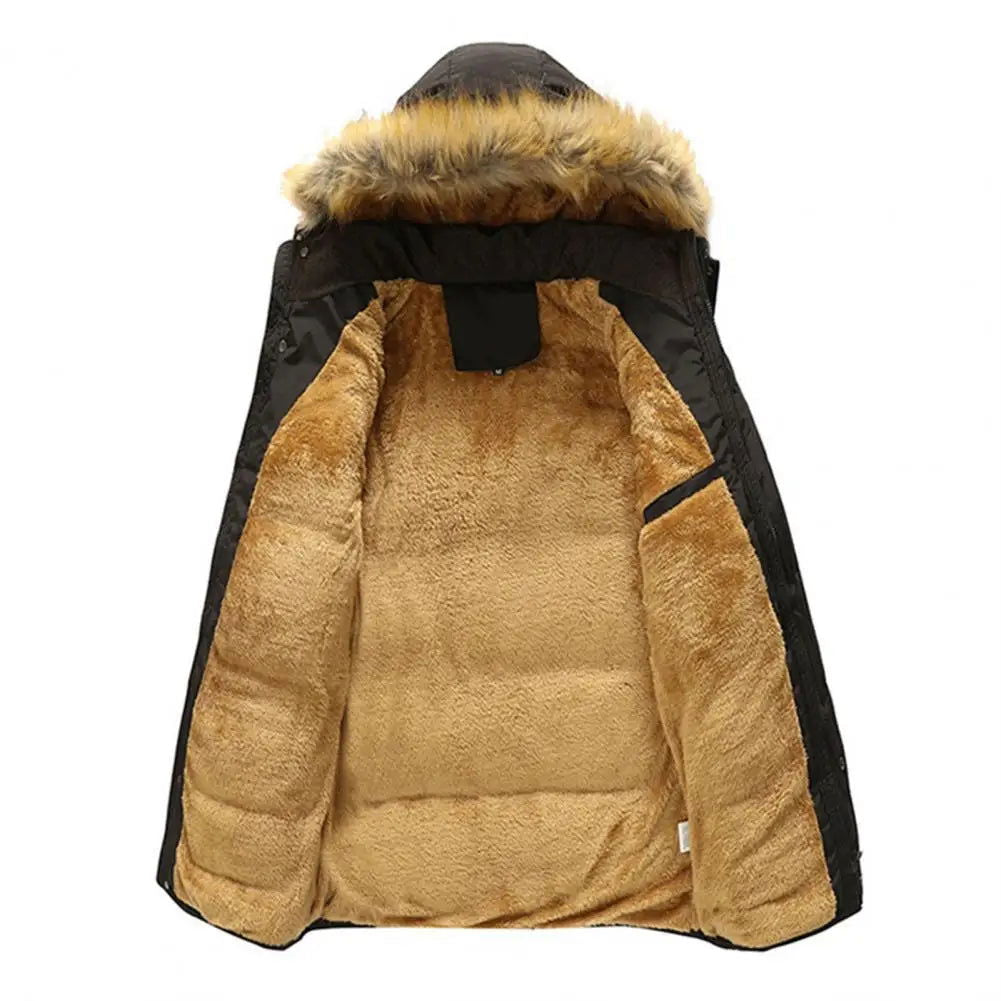 Men Padded Jacket Detachable Hat Fleece Lining Puffer Hooded - Fashionqueene.com-parka