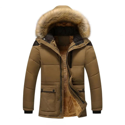 Men Padded Jacket Detachable Hat Fleece Lining Puffer Hooded - Fashionqueene.com-parka