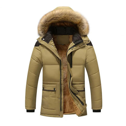 Men Padded Jacket Detachable Hat Fleece Lining Puffer Hooded - Fashionqueene.com-parka