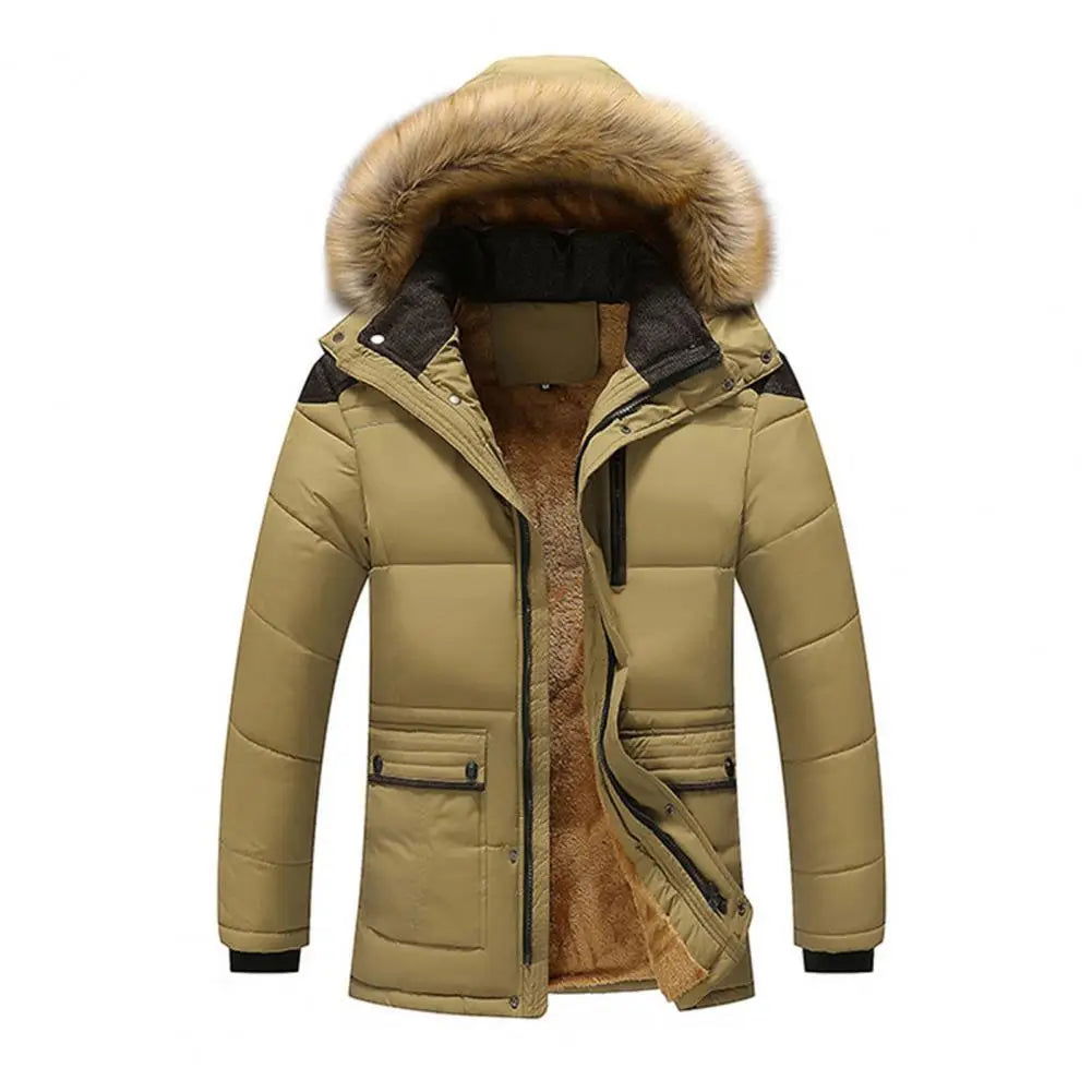 Men Padded Jacket Detachable Hat Fleece Lining Puffer Hooded - Fashionqueene.com-parka