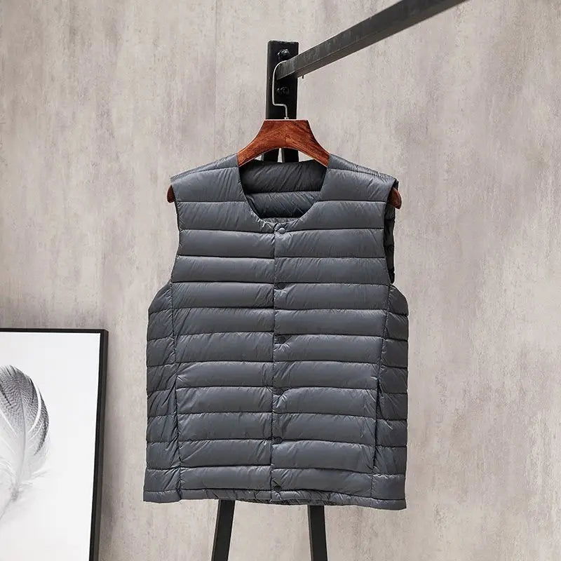 Men Vests 2023 New Autumn Winter Duck Down Jackets Sleeveless Puffer Feather Coat Portable Outdoor Trip Windproof Waistcoats - Fashionqueene.com-down vest