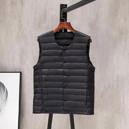 Men Vests 2023 New Autumn Winter Duck Down Jackets Sleeveless Puffer Feather Coat Portable Outdoor Trip Windproof Waistcoats - Fashionqueene.com-down vest