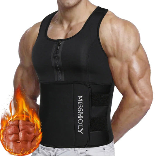 Mens Waist Trainer Vest Slimming Body Shaper Compression Shirt Workout Tank Top Shapewear Fitness - Fashionqueene.com-tank top