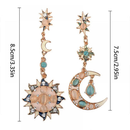 New Style Moon Stud Earrings Fashion Star Sun Moon Rhinestone Crystal Stud Dangle - Fashionqueene.com-New Style Moon Stud Earrings Fashion Star Sun Moon Rhinestone Crystal Stud Dangle Pretty Earrings For Women Jewelry Gift