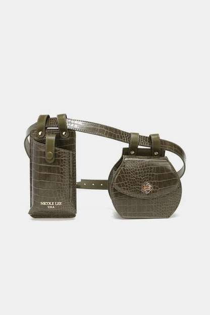 Nicole Lee USA 2 Piece Texture Belt Bag - Fashionqueene.com-Nicole Lee USA 2 Piece Texture Belt Bag