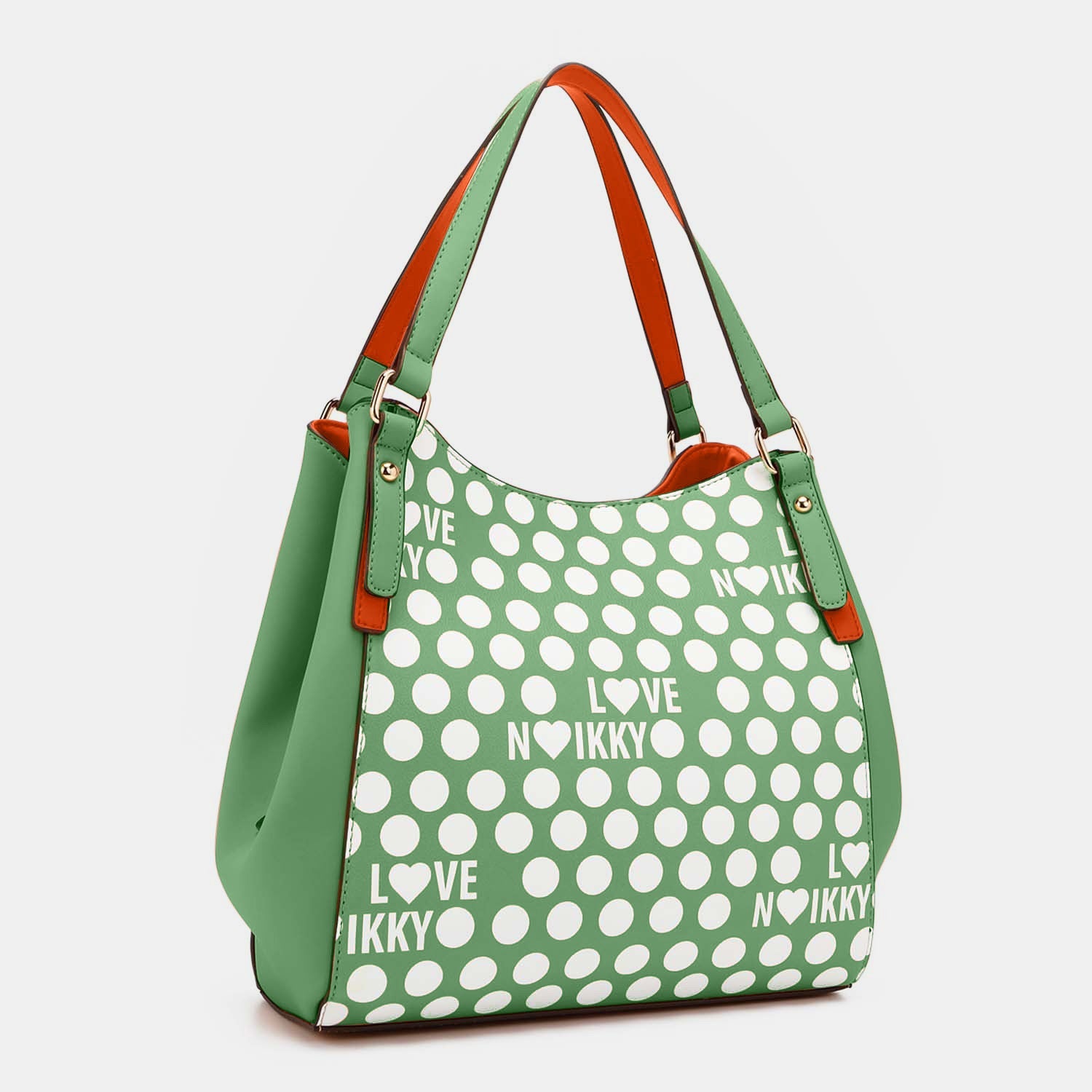 Nicole Lee USA Contrast Polka Dot Handbag - Fashionqueene.com-Handbags