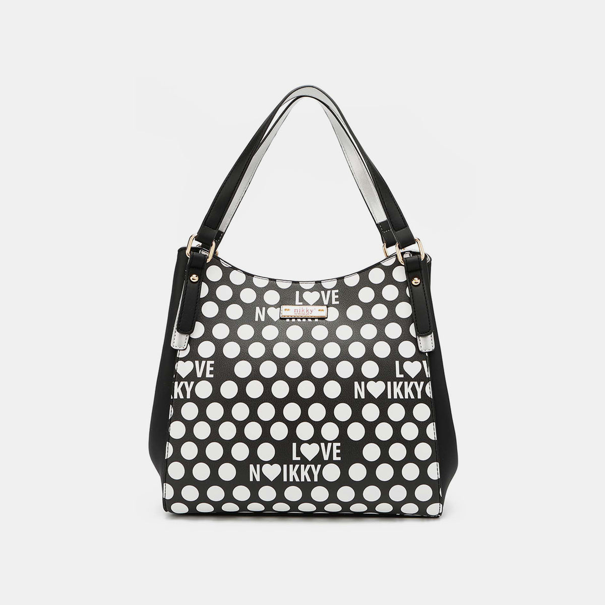 Nicole Lee USA Contrast Polka Dot Handbag - Fashionqueene.com-Handbags