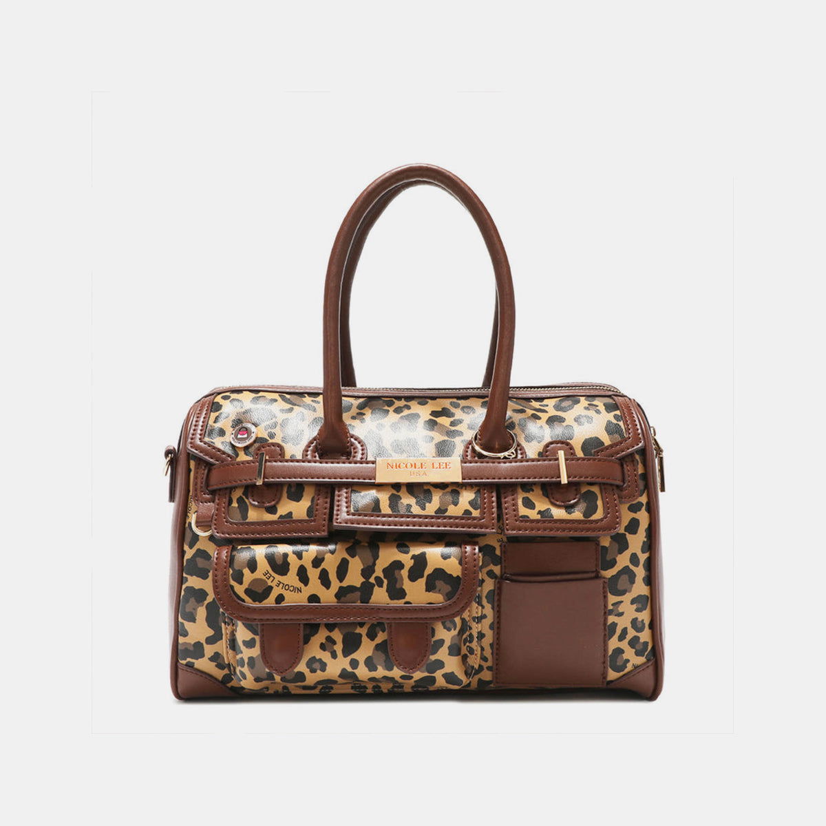 Nicole Lee USA Leopard Boston Bag - Fashionqueene.com-Nicole Lee USA Leopard Boston Bag