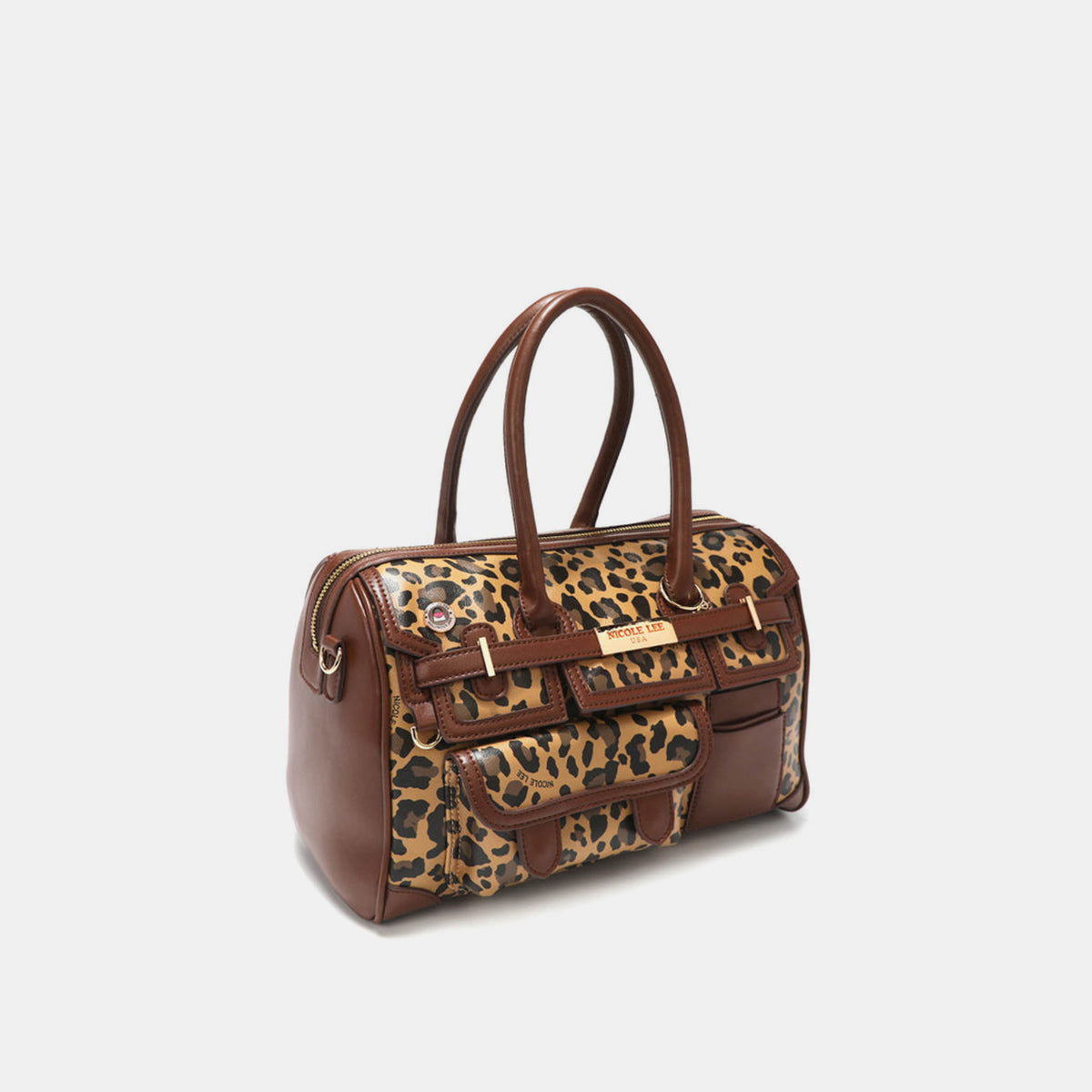 Nicole Lee USA Leopard Boston Bag - Fashionqueene.com-Nicole Lee USA Leopard Boston Bag