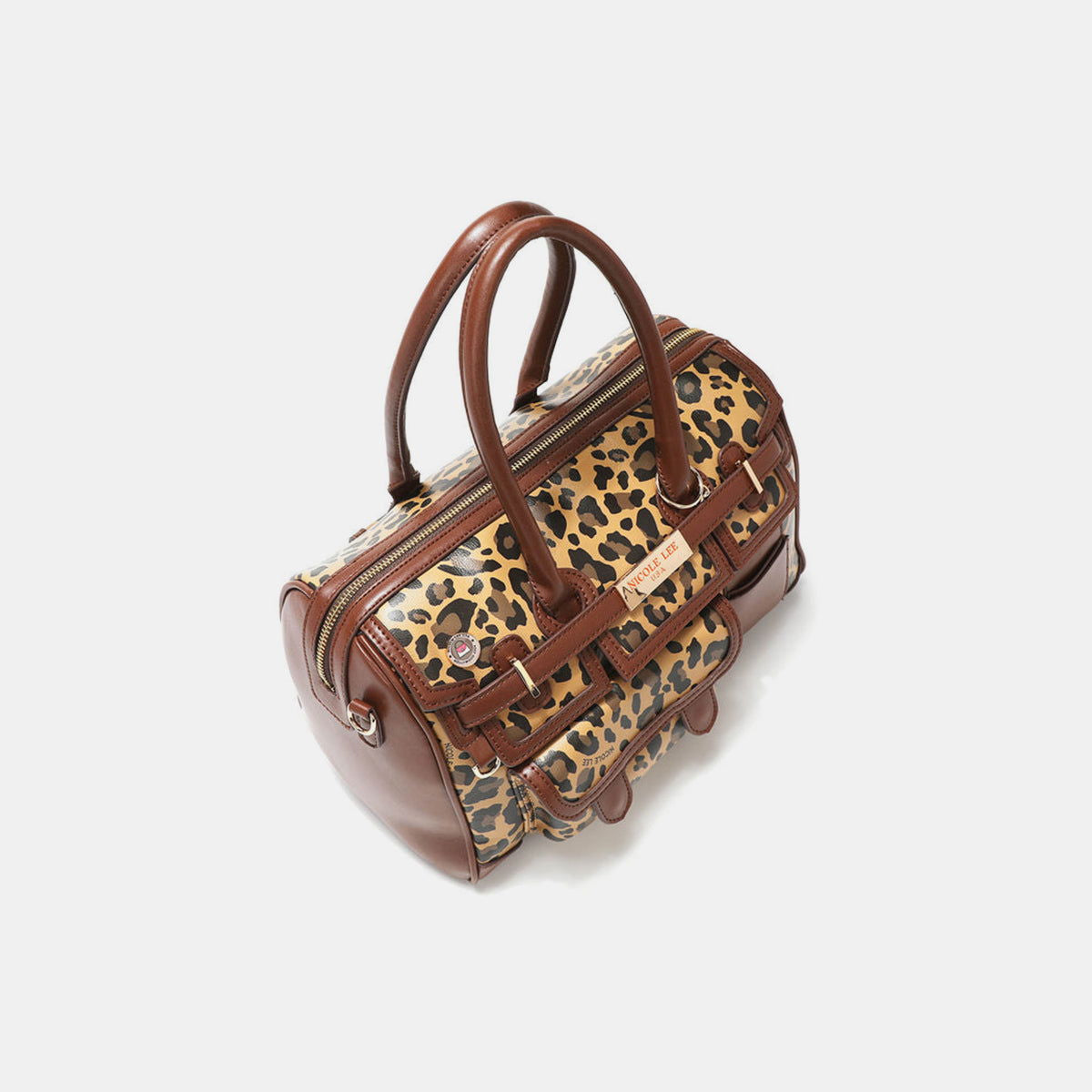 Nicole Lee USA Leopard Boston Bag - Fashionqueene.com-Nicole Lee USA Leopard Boston Bag