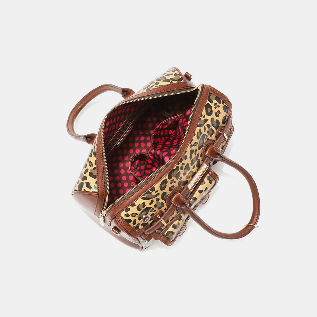 Nicole Lee USA Leopard Boston Bag - Fashionqueene.com-Nicole Lee USA Leopard Boston Bag