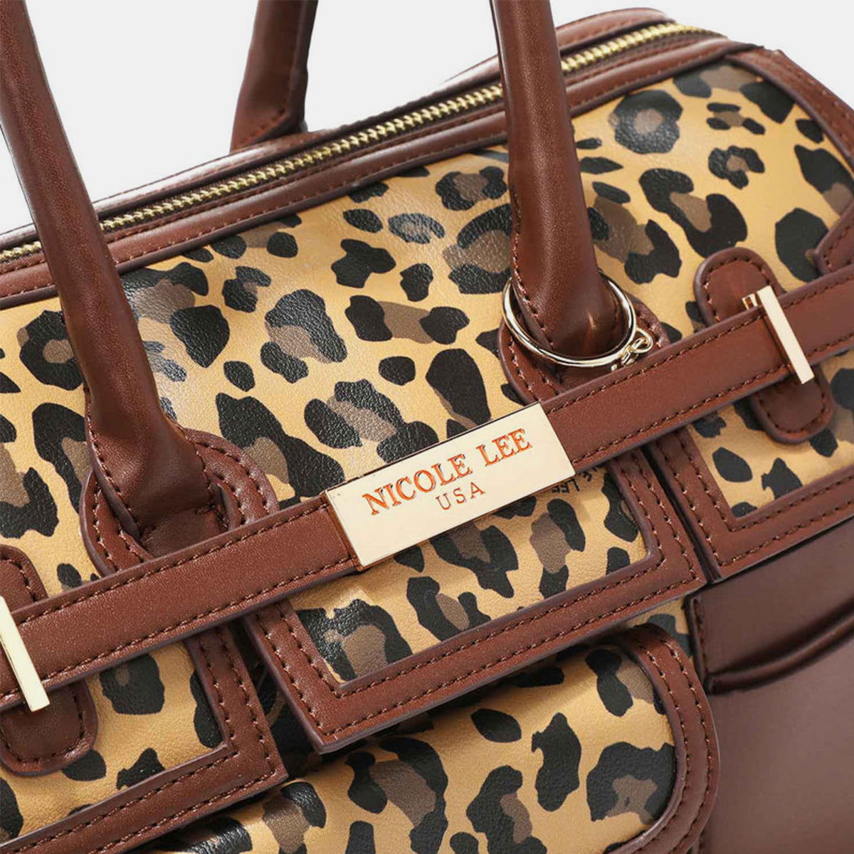 Nicole Lee USA Leopard Boston Bag - Fashionqueene.com-Nicole Lee USA Leopard Boston Bag