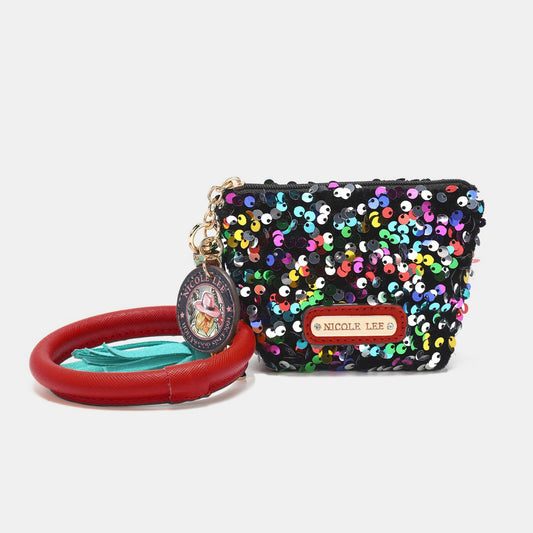 Nicole Lee USA Sequin Pouch Wristlet Keychain - Fashionqueene.com-Nicole Lee USA Sequin Pouch Wristlet Keychain