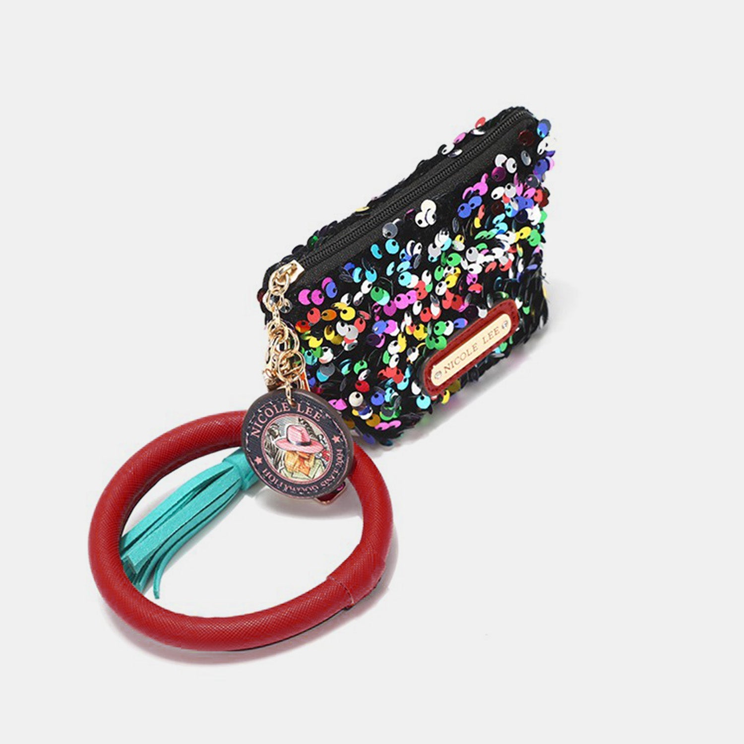 Nicole Lee USA Sequin Pouch Wristlet Keychain - Fashionqueene.com-Nicole Lee USA Sequin Pouch Wristlet Keychain