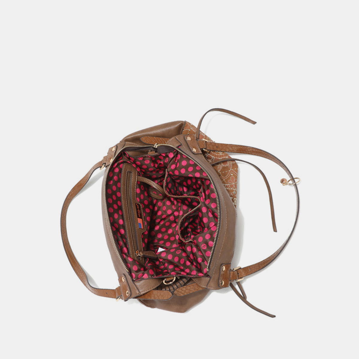 Nicole Lee USA Side Braided Tassel Inlaid Rhinestone Embroidery Hobo Bag - Fashionqueene.com-Nicole Lee USA Side Braided Tassel Inlaid Rhinestone Embroidery Hobo Bag