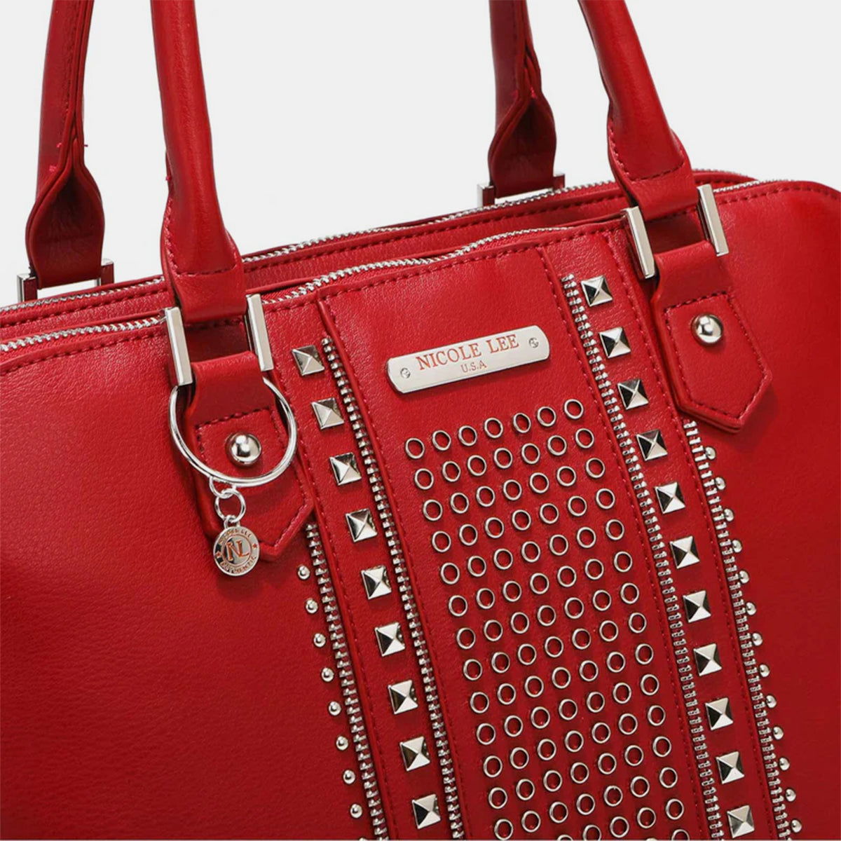 Nicole Lee USA Studded Decor Handbag - Fashionqueene.com-Handbags