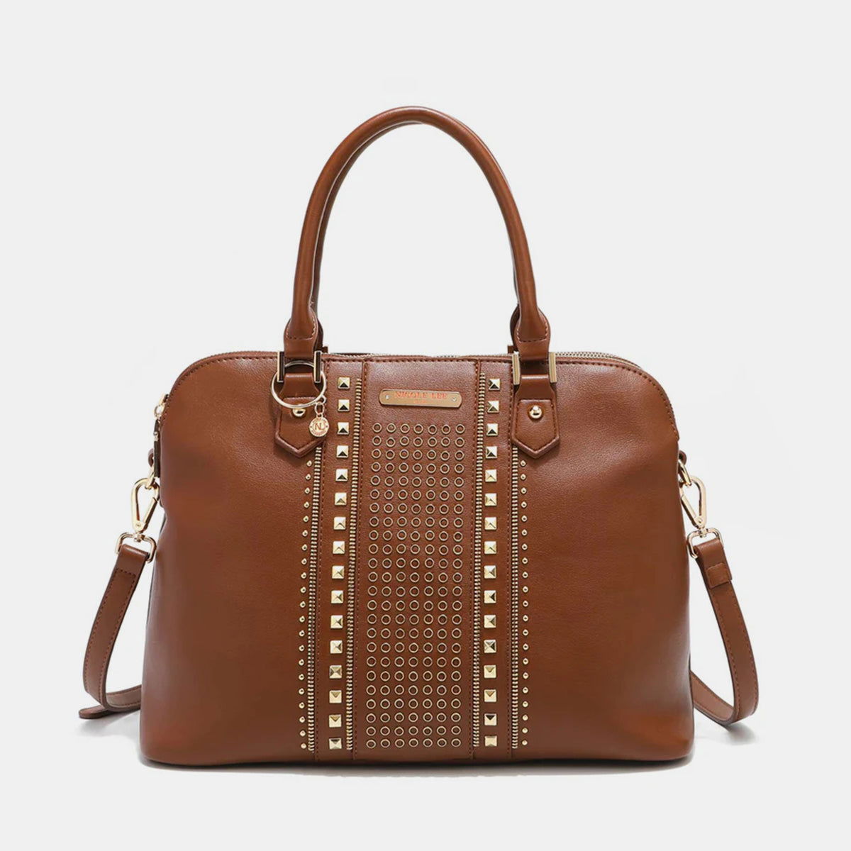 Nicole Lee USA Studded Decor Handbag - Fashionqueene.com-Handbags