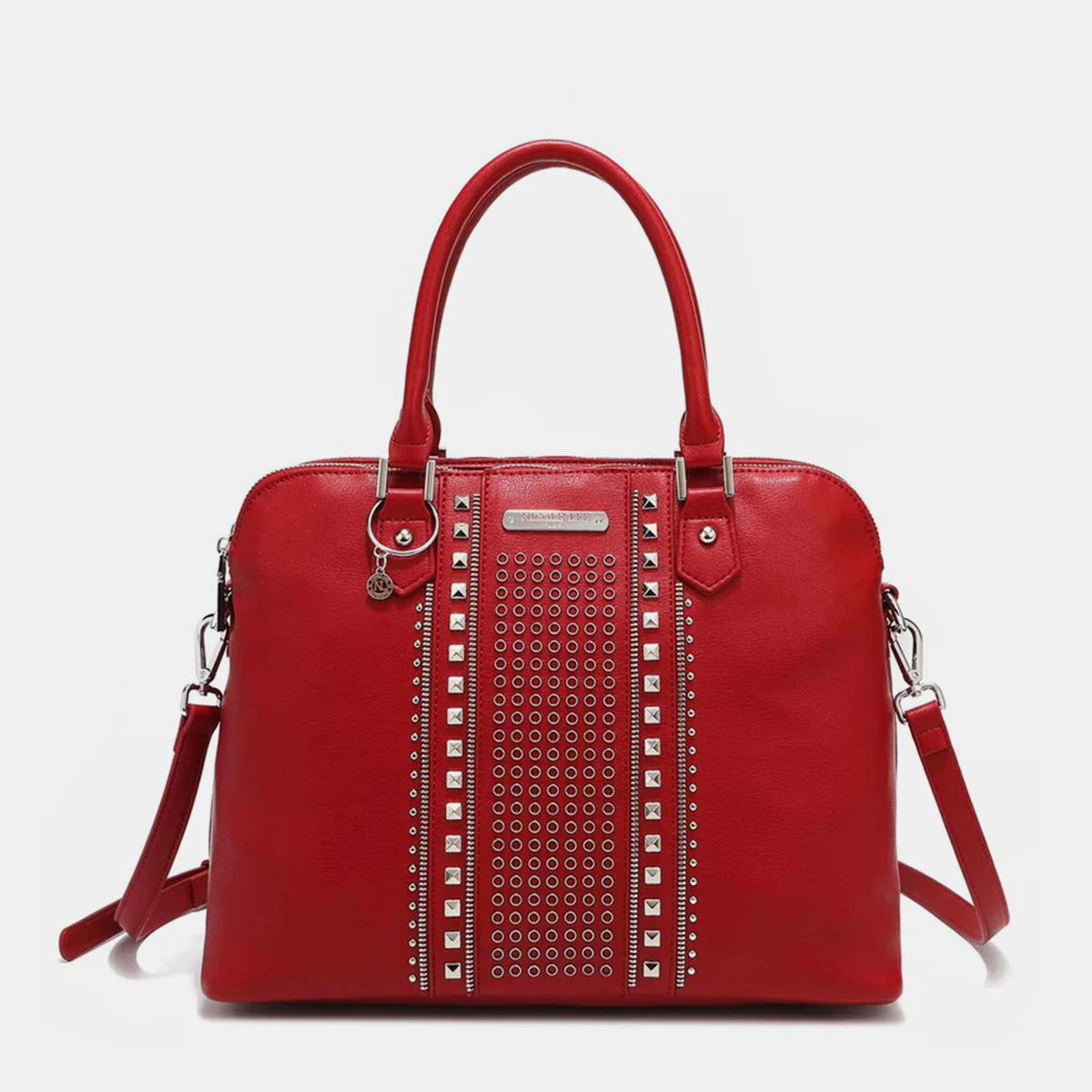 Nicole Lee USA Studded Decor Handbag - Fashionqueene.com-Handbags