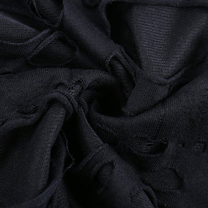 Y2k Hole Vest Women Streetwear Gothic O-neck Mesh Patchwork See Through Crop Tank Tops Black / S Black / L Black / M Black / S-Black / L-Black / M-Black / XL-