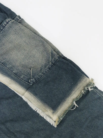 Women Streetwear Ripped Out Hole Denim Pants Loose Safari Style Cargo Harem