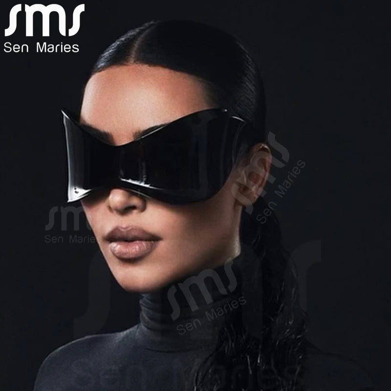 Oversized Punk Sport Sunglasses New Women Men Luxury Brand Designer Sun Glasses Goggle Female UV400 Black Shades Eyewear Oculos - Fashionqueene.com-punk sunglasses