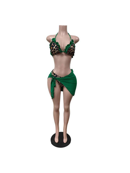 Chic Two-Piece Floral Print Bikini Set for a Stylish Beach Look Green