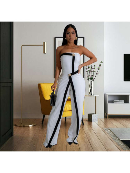 Chic Elegance: Women's Sleek Jumpsuit with Belted Detail Black / S Red / S White / S Black / S-Red / S-White / S-Black / M-Red / M-White / M-Black / L-Red / L-White / L-Black / XL-Red / XL-White / XL-Black / 2XL-Red / 2XL-White / 2XL-