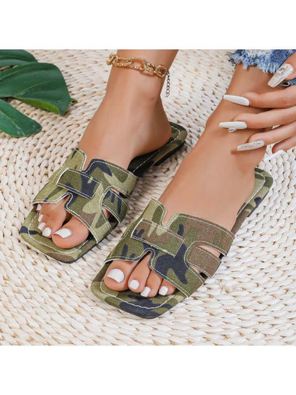 Cozy Chic: Women's Plush Slip-On Slippers for Ultimate Comfort Army Green