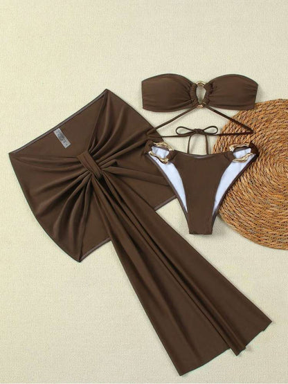 Chic & Stylish Floral Print Two-Piece Bikini Set for Your Perfect Beach Day Dark Brown / S Dark Brown / M Dark Brown / L Dark Brown / S-Dark Brown / M-Dark Brown / L-