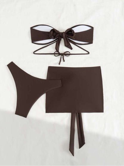 Chic & Stylish Floral Print Two-Piece Bikini Set for Your Perfect Beach Day Dark Brown / S Dark Brown / M Dark Brown / L Dark Brown / S-Dark Brown / M-Dark Brown / L-