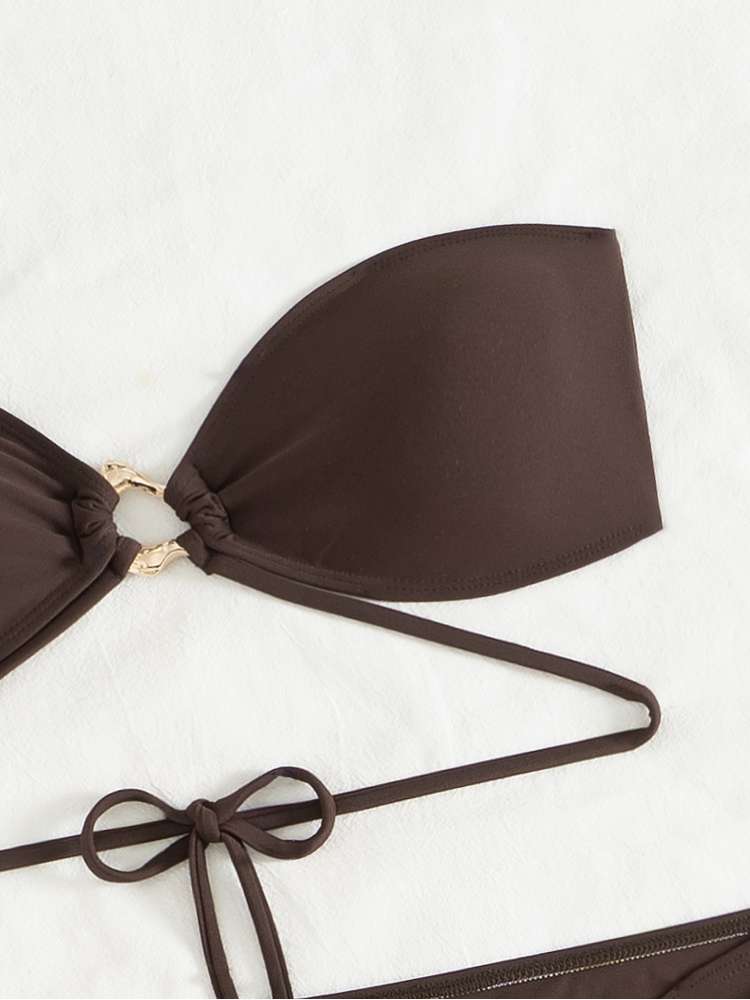 Chic & Stylish Floral Print Two-Piece Bikini Set for Your Perfect Beach Day Dark Brown / S Dark Brown / M Dark Brown / L Dark Brown / S-Dark Brown / M-Dark Brown / L-