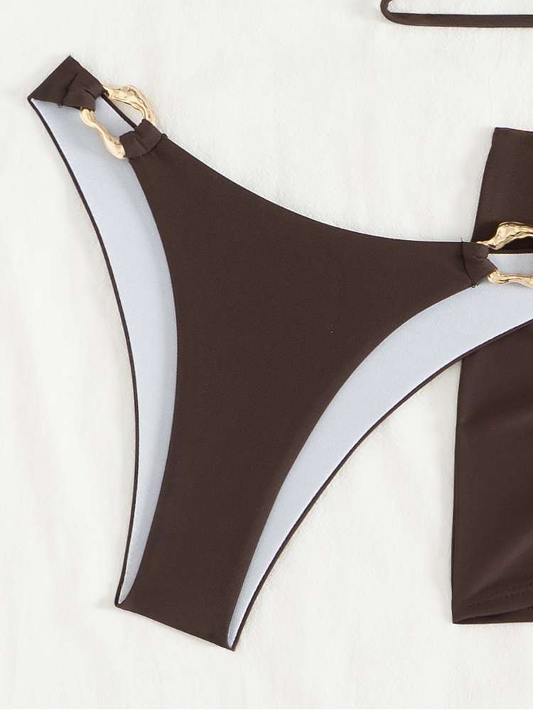 Chic & Stylish Floral Print Two-Piece Bikini Set for Your Perfect Beach Day Dark Brown / S Dark Brown / M Dark Brown / L Dark Brown / S-Dark Brown / M-Dark Brown / L-