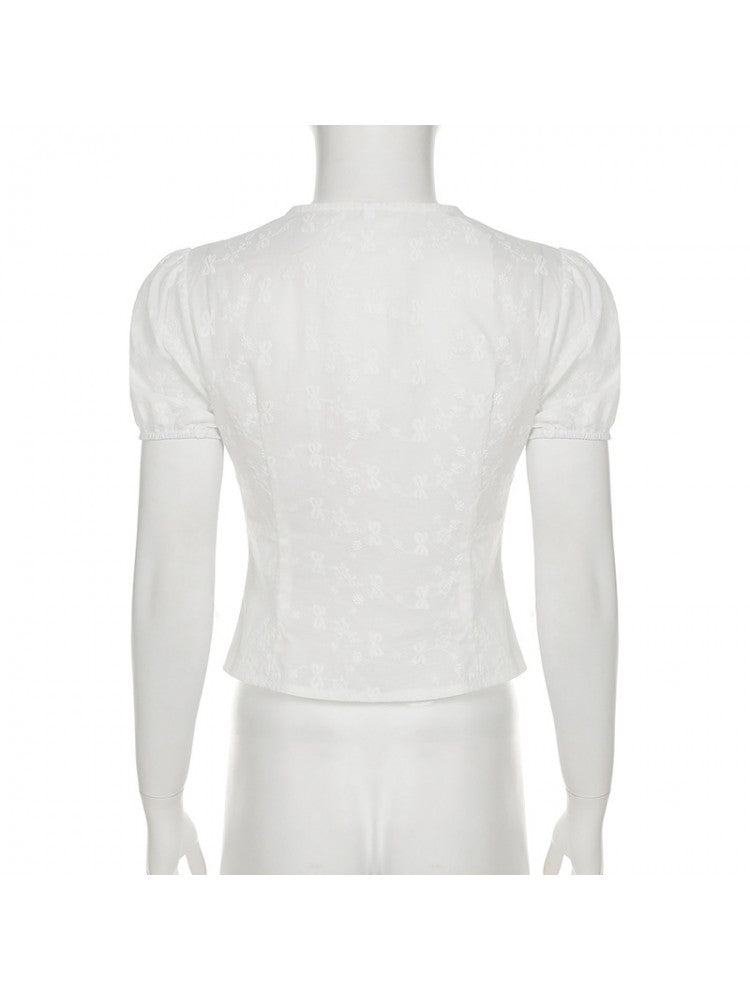 Chic Vintage Floral Printed Blouse for Effortless Style and Comfort White / S White / M White / L White / S-White / M-White / L-