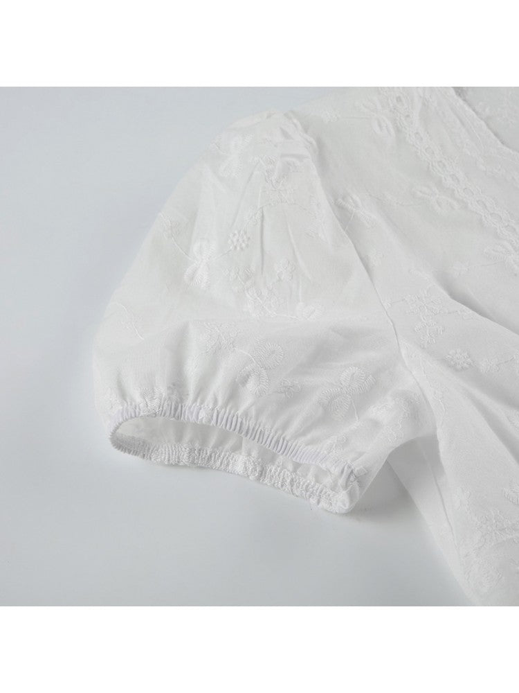 Chic Vintage Floral Printed Blouse for Effortless Style and Comfort White / S White / M White / L White / S-White / M-White / L-