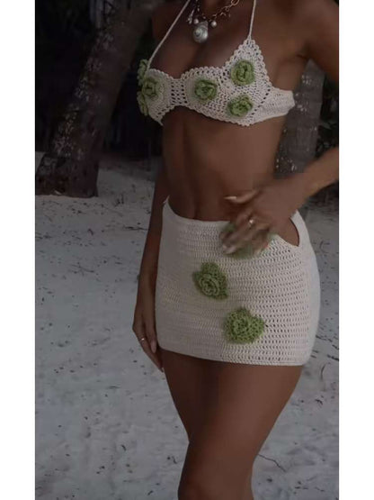 Elegant 3D Floral Skirt Set - Chic Women's Outfit for Any Occasion Pink / S White / S Beige / S Pink / S-White / S-Beige / S-Black / S-Pink / M-White / M-Beige / M-Black / M-Pink / L-White / L-Beige / L-Black / L-Pink / XL-White / XL-Beige / XL-Black / XL-