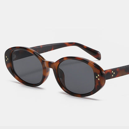 Polycarbonate Frame Oval Sunglasses - Fashionqueene.com-Sunglasses