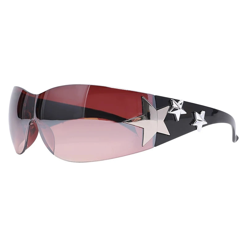 Punk Sports Sunglasses Women Brand Designer Wrap Around Sun Glasses For Men UV400 Goggles Shades One Piece Fashion Eyewear - Fashionqueene.com-punk sunglasses