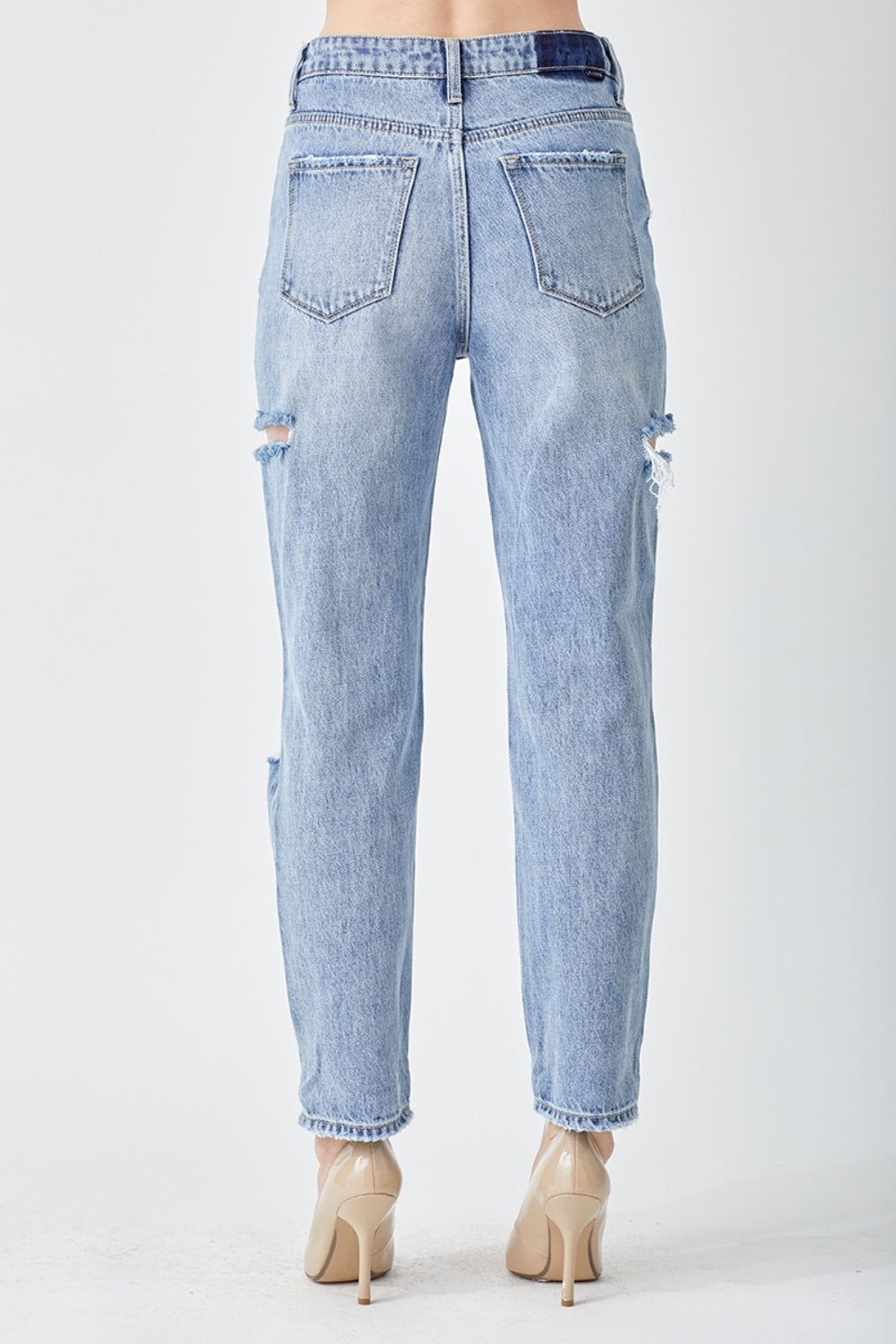 RISEN Distressed Slim Cropped Jeans - Fashionqueene.com-RISEN Distressed Slim Cropped Jeans