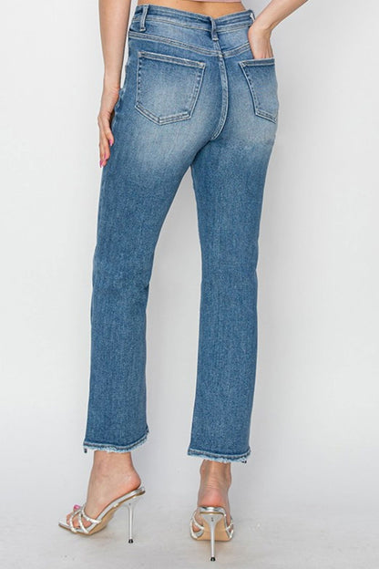 RISEN High Rise Slim Straight Jeans - Fashionqueene.com-RISEN High Rise Slim Straight Jeans