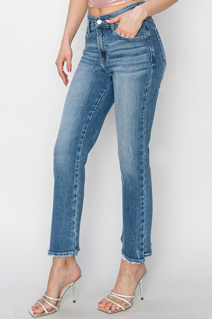 RISEN High Rise Slim Straight Jeans - Fashionqueene.com-RISEN High Rise Slim Straight Jeans