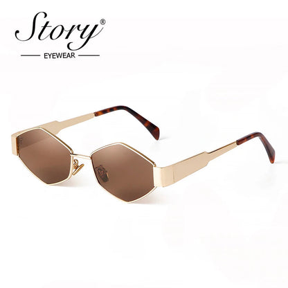 Retro Metal Hexagon Sunglasses for Women Men 2024 Luxury Brand Designer Trendy Steam Punk Square Sun Glasses Female UV400 S943 - Fashionqueene.com-retro