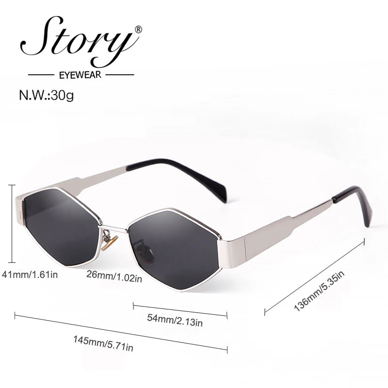 Retro Metal Hexagon Sunglasses for Women Men 2024 Luxury Brand Designer Trendy Steam Punk Square Sun Glasses Female UV400 S943 - Fashionqueene.com-retro