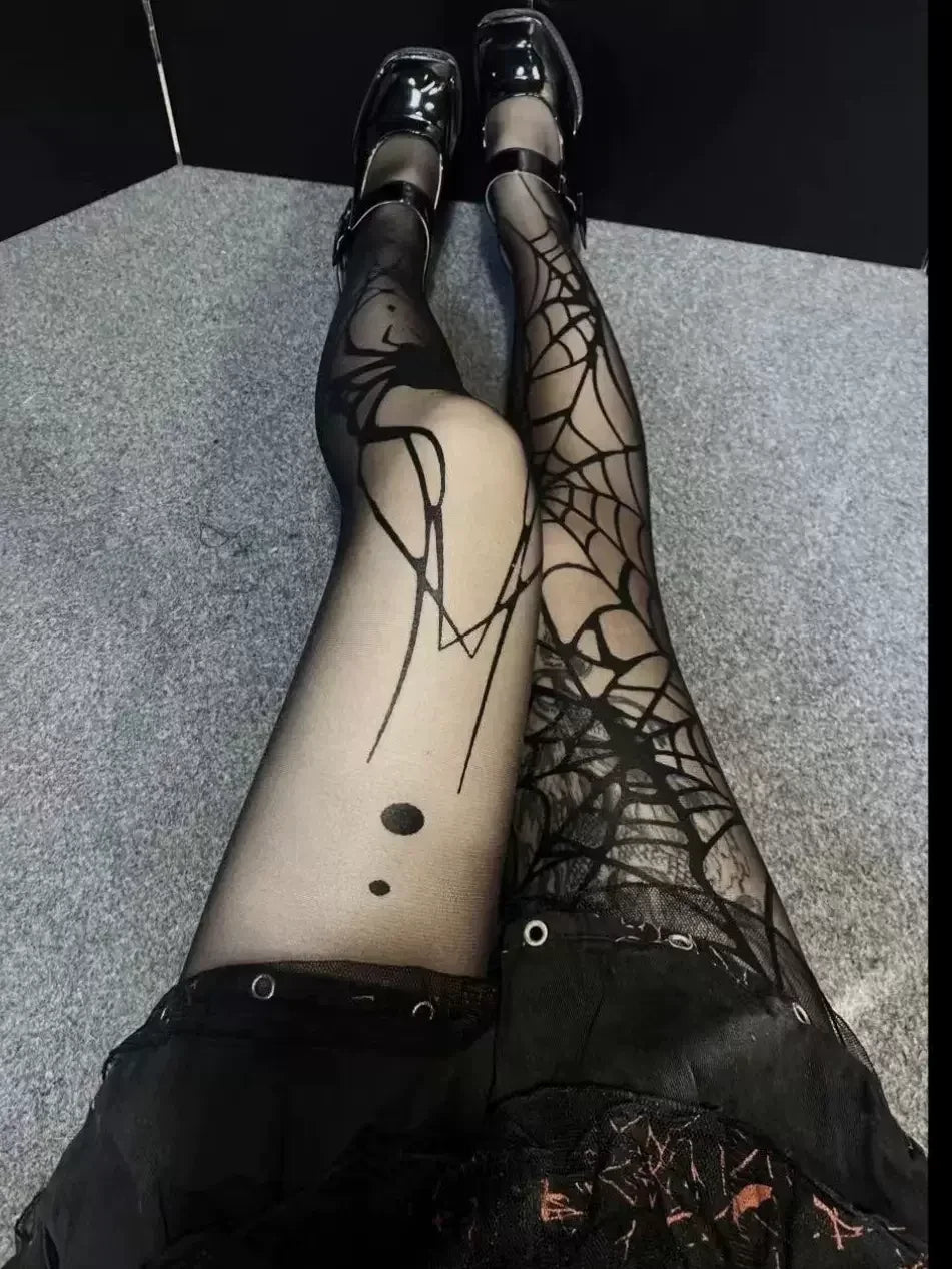 Gothic Vintage Dark Fishnet Tights Stocking Women Emo Spider Web Witch Pantyhose 02 01 02-01-