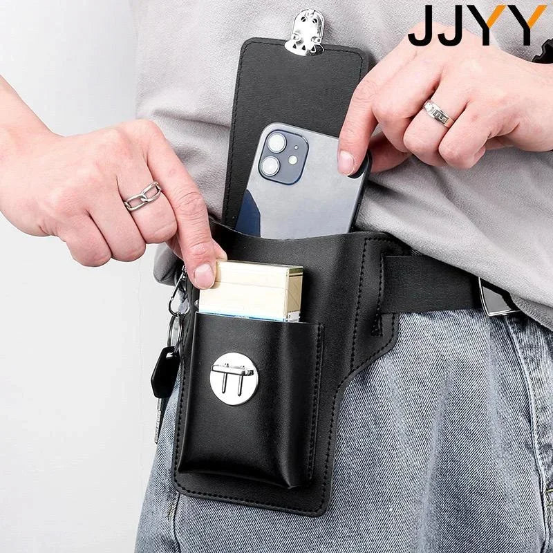 1PC Multifunctional Mens Leather Mobile Phone Bag Belt Clip Travel Hiking Case Cover