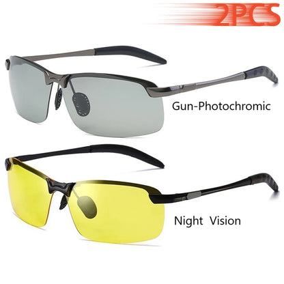 Men Photochromic Polarized Chameleon Glasses Change Color Sun Glasses Day Night Vision UV400