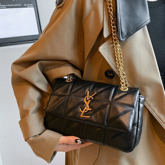 Luxury Fashion Women's Chain Handbag PU Leather Girls Shoulder Messenger Bag Tassel Square Bag